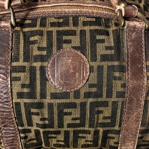 Fendi Monogram Black and Brown Duffel Bag